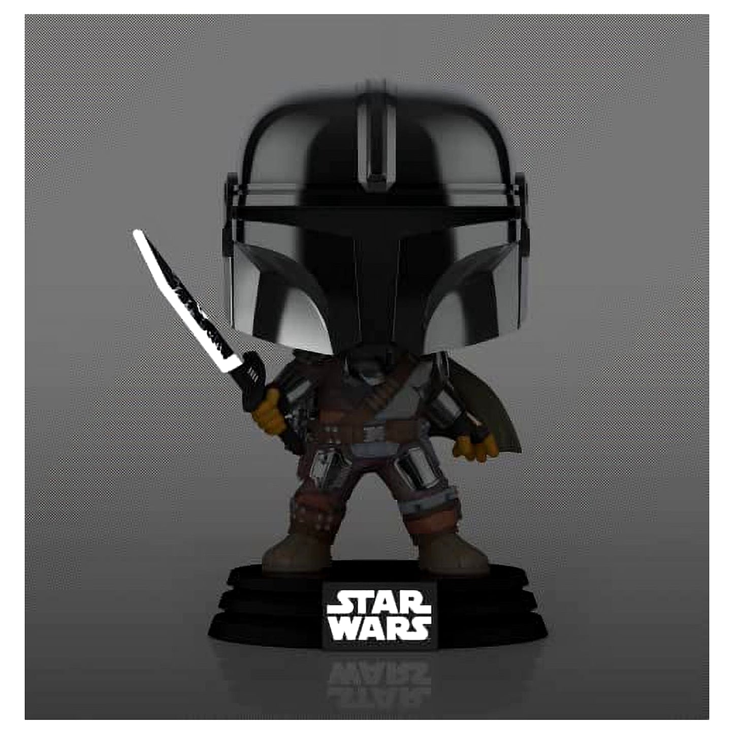 The Mandalorian with Darksaber 491 Stickered Glow in the Dark Vinyl Pop with Protector