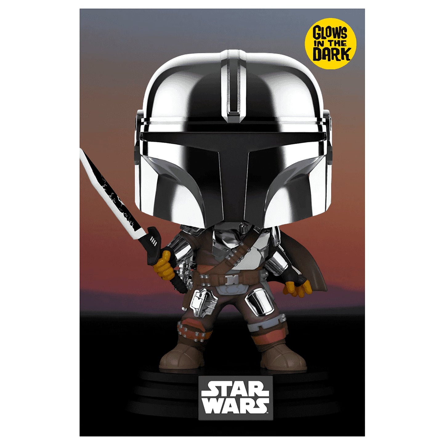 The Mandalorian with Darksaber 491 Stickered Glow in the Dark Vinyl Pop with Protector